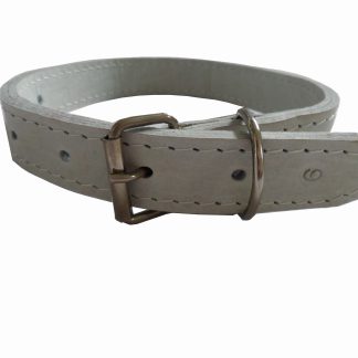 CL9- COLEIRA COURO CROMO DUPLA