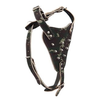 P0 - PEITORAL PIT BULL CAMUFLADO C/ CRAVOS